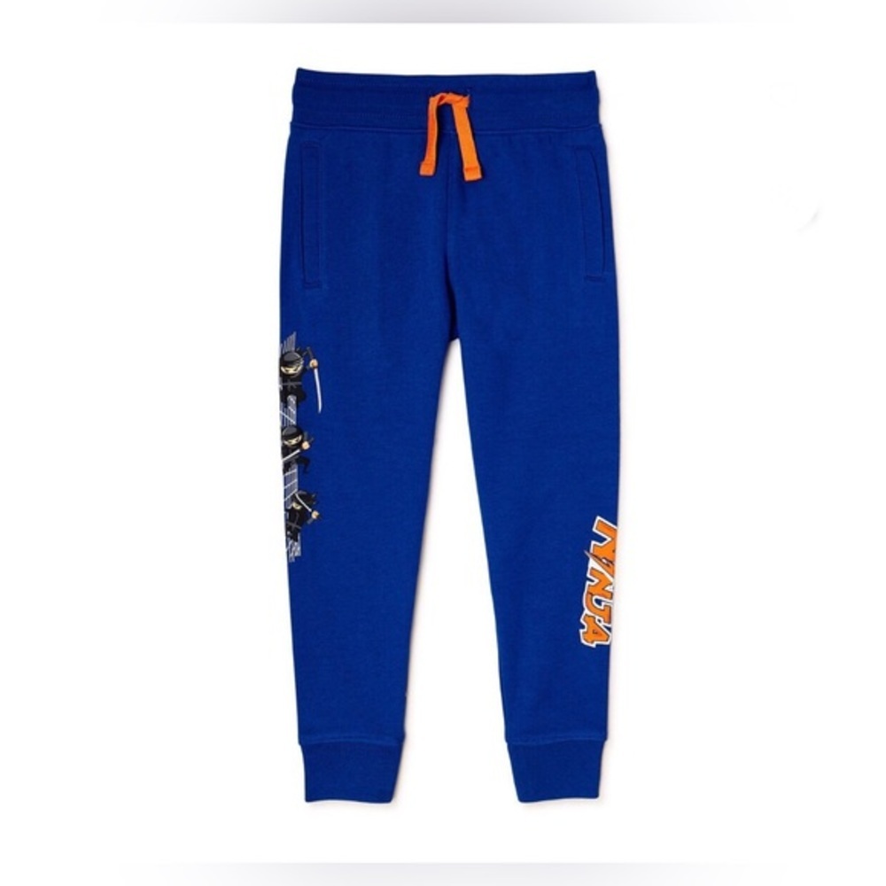 Boys’ French‎ Terry blue Ninja print drawstring Joggers size 6 new